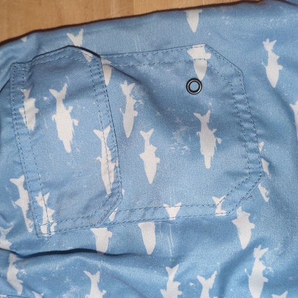 Baby Blue Shark Print Kids Swim Shorts - Picture 4 of 5